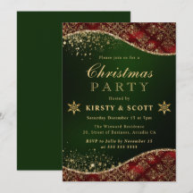 Red, Green & Gold Glitzer Damask Party