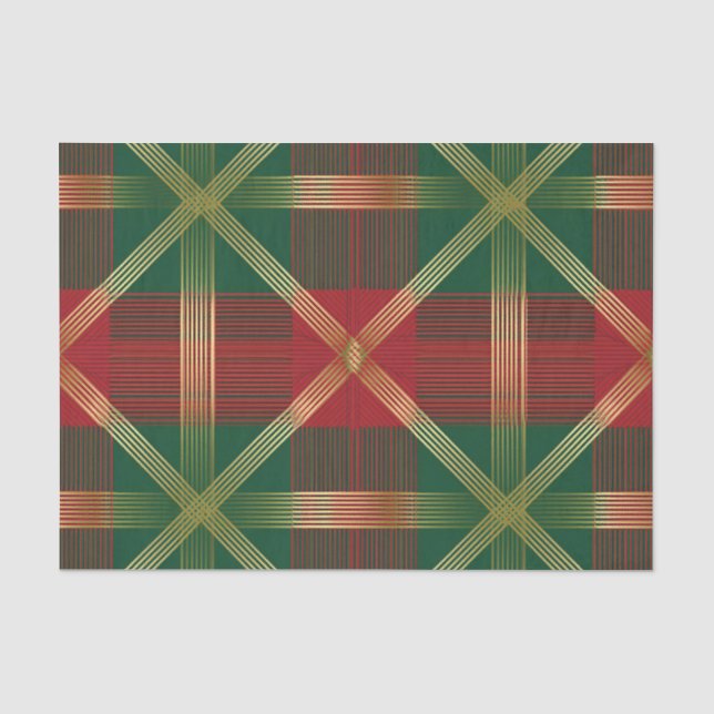 RED GREEN GOLD HOLIDAY CHRISTMAS PLAID PATTERN SEIDENPAPIER (Vorderseite)