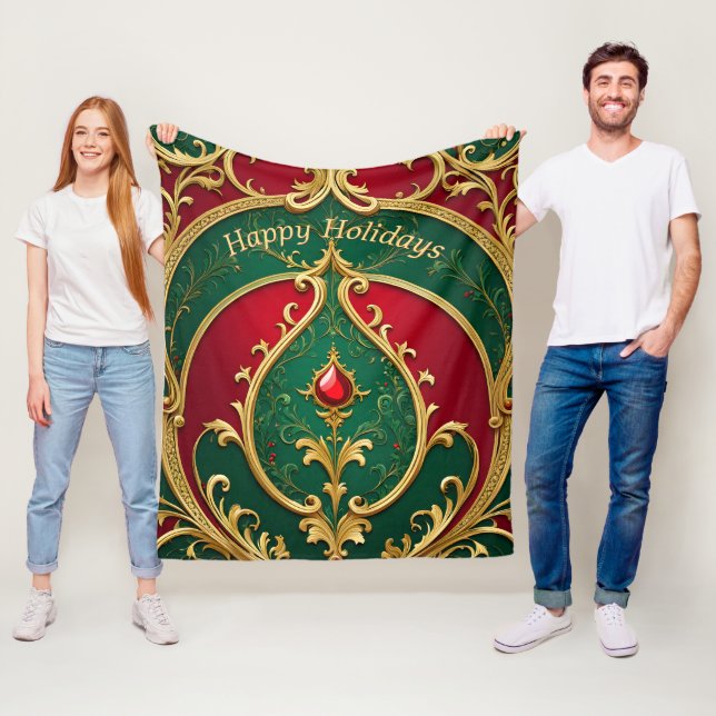 Red Green Gold Holiday Fleece Blanket (Beispiel)