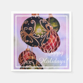 Red Green Gold Ornaments Weihnachts-Party Serviette