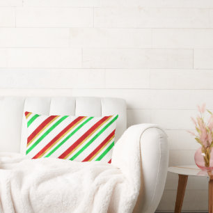 Red Green Gold Wasserfarbe Candy Cane Streifen Lendenkissen
