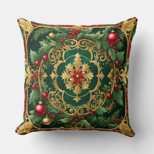 Red Green Gold Weihnachtsbaum Kissen
