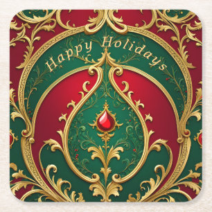 Red Green Gold Weihnachtsbuch Untersetzer