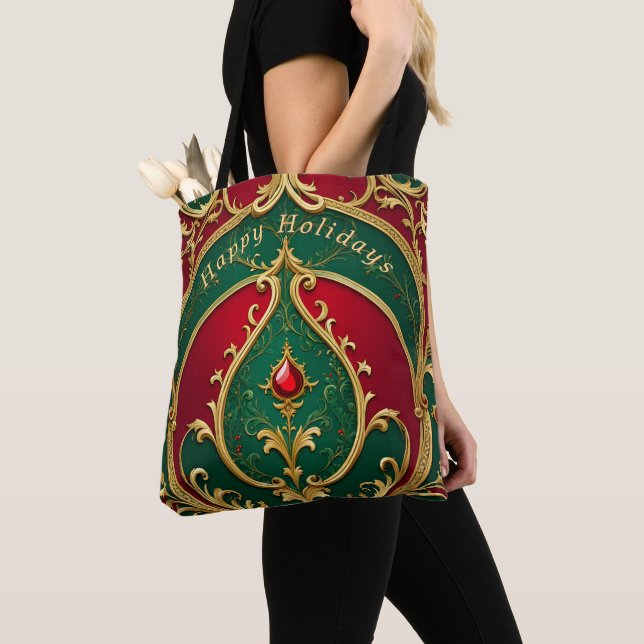 Red Green Gold Weihnachtsfeiertag Totbeutel Tasche (Von Nahem)