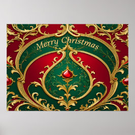 Red Green Gold Weihnachtskalender Poster