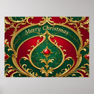 Red Green Gold Weihnachtskalender Poster