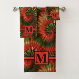 Red Green & Gold Weihnachtszeit-Gefärbte Krawatte  Badhandtuch Set