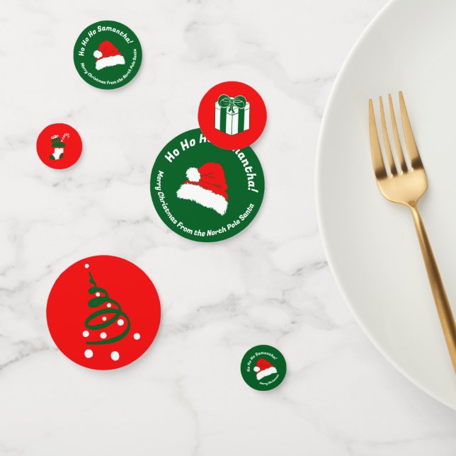 Red Green Ho ho ho Santa Merry Christmas Set Konfetti (Gruppe)