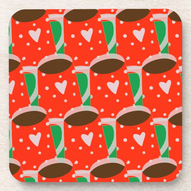 Red & Green Holiday Geschenk Hartkunststoff Unters Getränkeuntersetzer (Vorderseite)