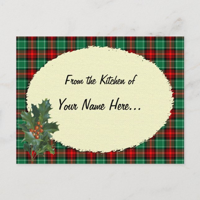 Red Green Holiday Holly Custom Recipe Karte (Vorderseite)