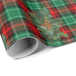 Red Green Holiday Kariert mit Holly Geschenkpapier