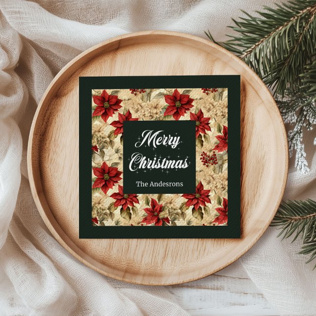 Red Green Holiday Napkins Vintages Blumendesign Serviette (Red Green Holiday Napkins Vintage Floral Design)
