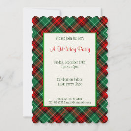 Red Green Holiday Retro Karierte individuelle Einl Einladung