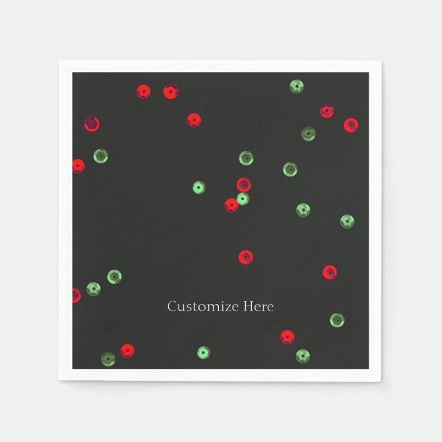 Red & Green Holiday Sequenzen Weihnachtsgebäck - P Serviette (Vorderseite)