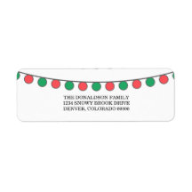 Red Green Holiday String Lights Address Labels