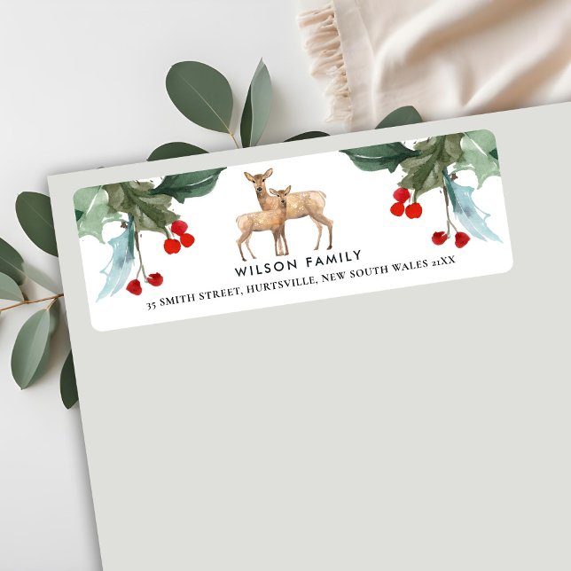RED GREEN HOLLY BERRY DEER DUO NEW YEAR ADRESSE (Von Creator hochgeladen)