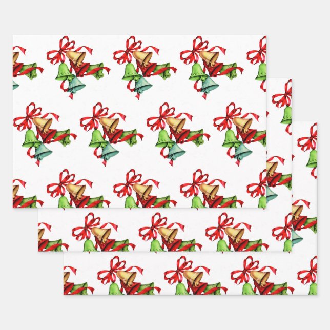 Red Green Jingle Bells Geschenkpapier Set (Set)