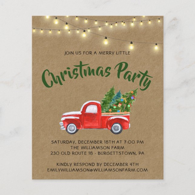 Red Green Kariert Budget Weihnachten Party Einladu Flyer (Vorne)