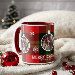 Red Green Kariert Buffalo Karo Foto Weihnachten Tasse
