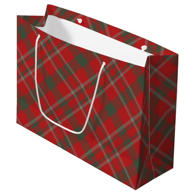 Red Green Kariert Holiday Geschenktasche Große Geschenktüte (Vorderseite Schrägansicht)