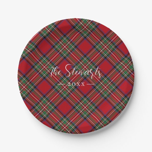 Red Green Kariert Rustic Classic Tartan Pappteller (Vorderseite)