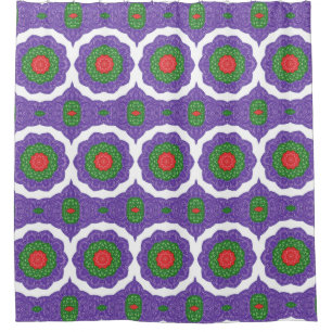 Red Green Lila White Kaleidoscope Weihnachtsball Duschvorhang