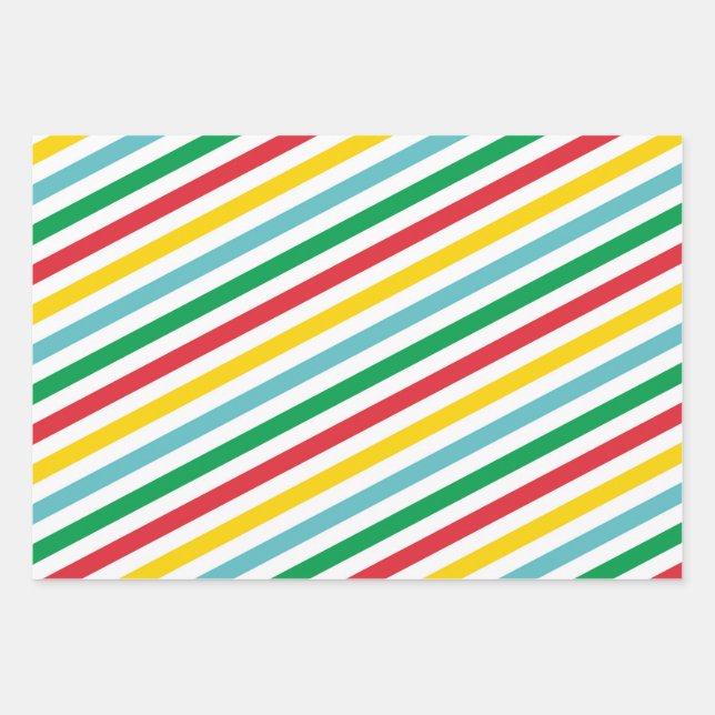 Red Green Lines Zig Zag Streifen Weihnachtsgeschen Geschenkpapier Set (Vorderseite)