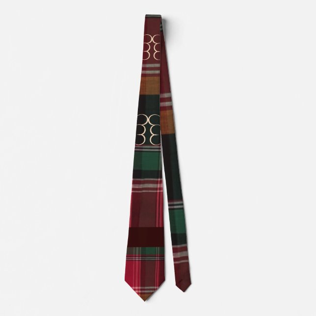 Red Green Madras Gold Swirl Herz Krawatte (Vorderseite)