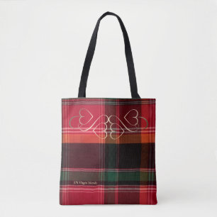 Red Green Madras Gold Swirl Herz Tasche