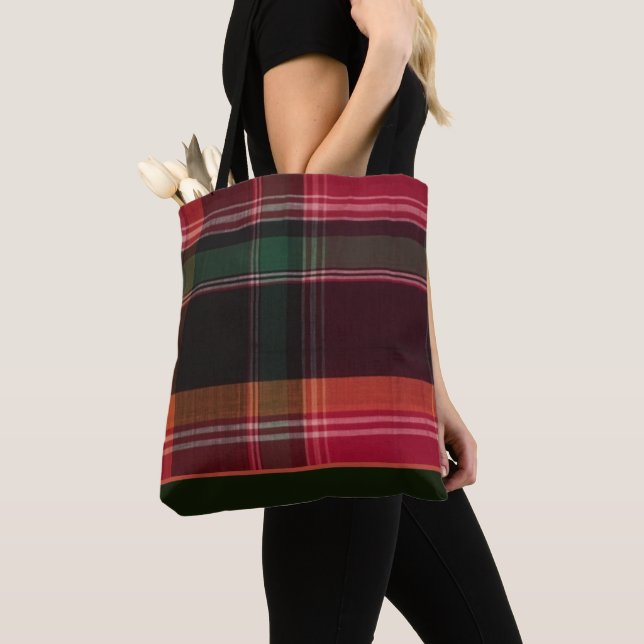 Red Green Madras Kariert Tote Bag Tasche (Von Nahem)