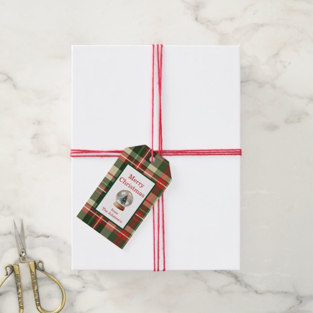 Red Green Merry Christmas Tree Plaid  Geschenkanhänger (Mit Garn)