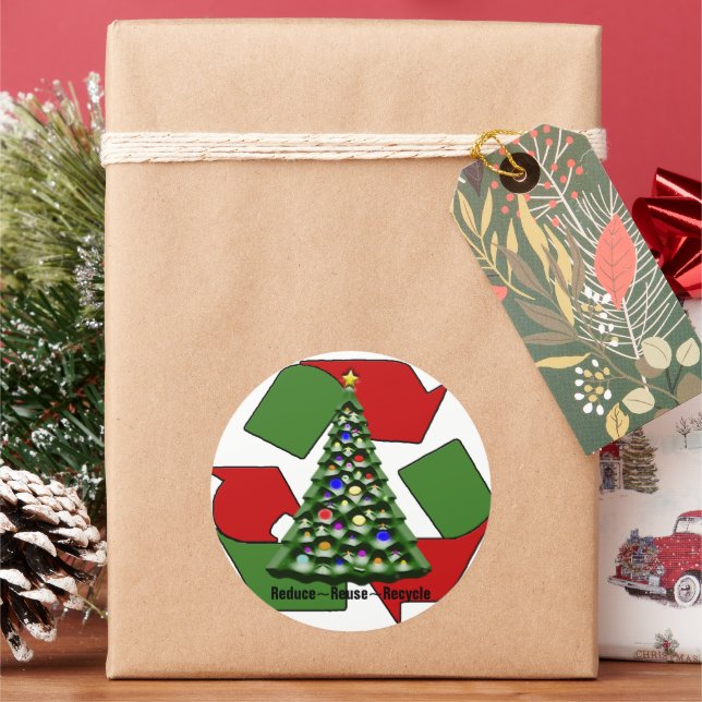 Red Green Mobius Recycelte Symbol Custom Christmas Runder Aufkleber (Feiertag)