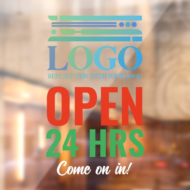 Red Green Open 24 Stunden Logo für Ihr Unternehmen Fensteraufkleber (Blatt 2)