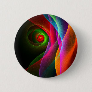 Red Green Orange Modern Abstrakt Art Pattern #22 Button
