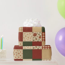 Red Green Patchwork Quilt Rustikales Bauernhaus Bl