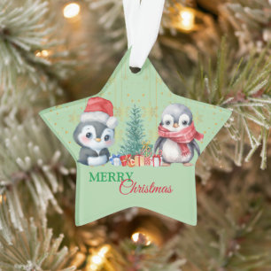 Red Green Penguin Santa Merry Weihnachtsfest Party Ornament