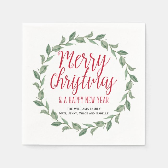 Red Green Personalisiert Frohe Weihnachtsfeier Serviette (Vorderseite)