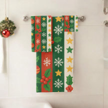 Red Green Pine and Berry Stripes Holiday Boho