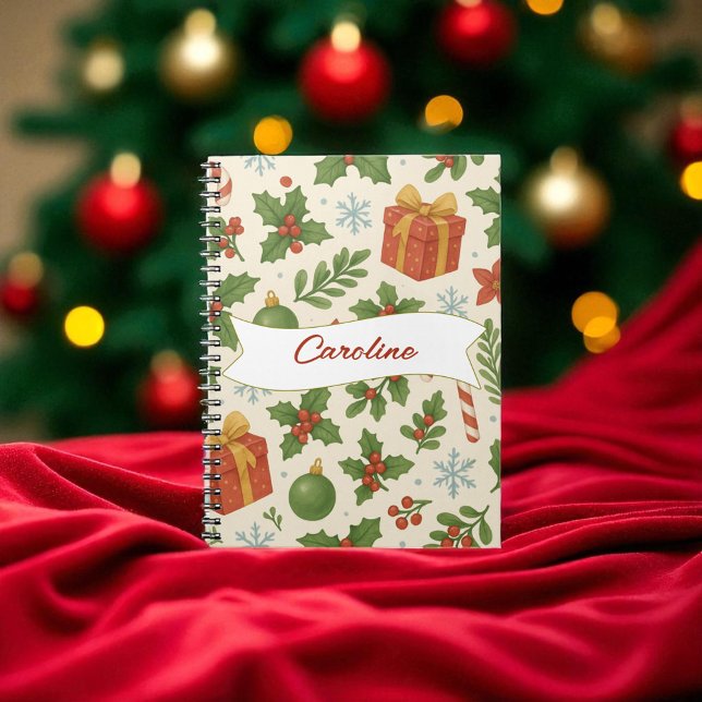 Red Green Pine und Berry Watercolor Holiday Notizblock (Von Creator hochgeladen)