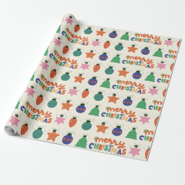 Red Green Pink Hand Drawn Festive Christmas Wrappi Geschenkpapier