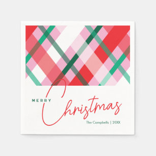 Red Green Pink Weihnachtsbuch Napoleon Kariert Serviette