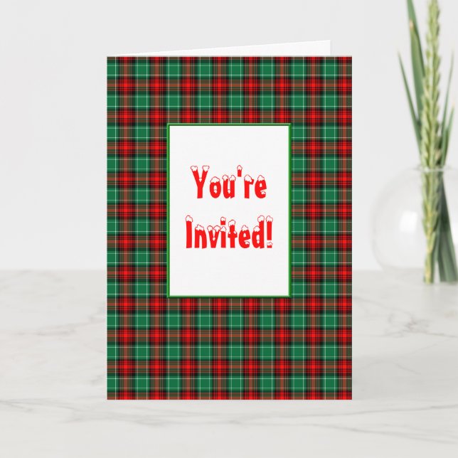 Red Green Plaid Custom Fold Invitation de vacances (Devant)