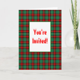 Red Green Plaid Custom Fold Invitation de vacances