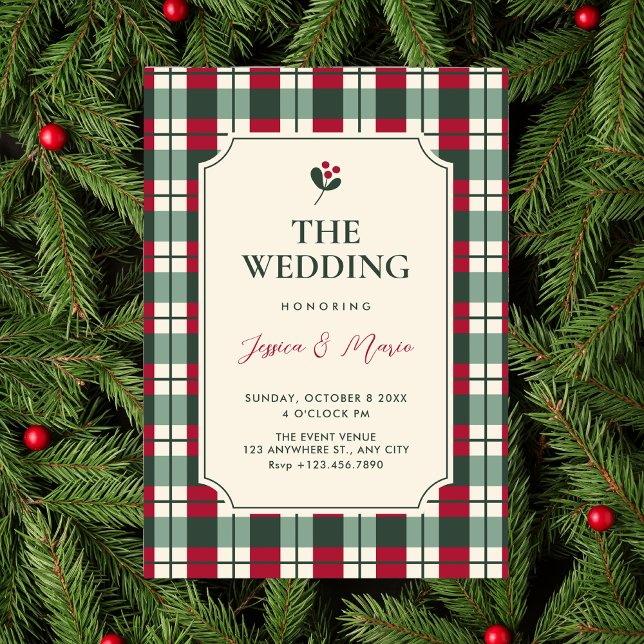 Red green plaid tartan pattern wedding einladung (Von Creator hochgeladen)