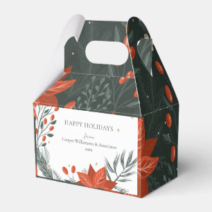 Red Green Poinsettia Floral Simple Business Geschenkschachtel