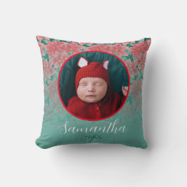 Red Green Poinsettia Personalisiert Baby Foto Kissen
