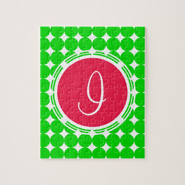 Red & Green Polka Dot Monogram (Vertikal)