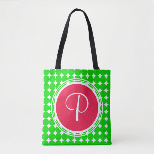 Red & Green Polka Dot Monogram Tasche