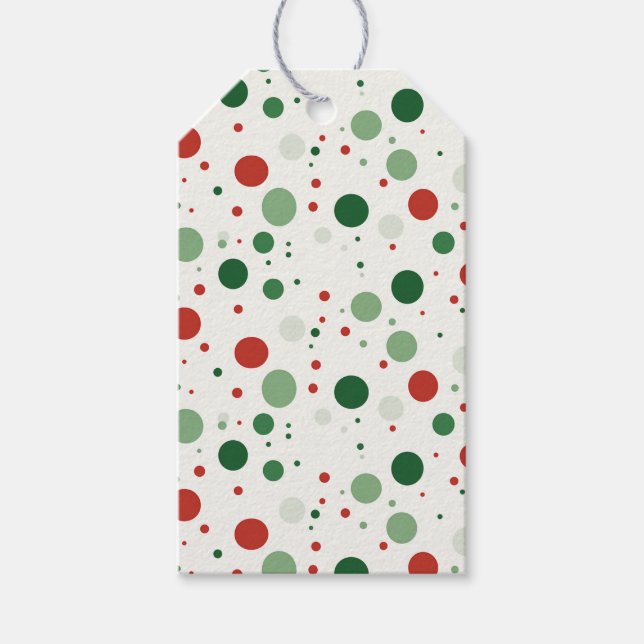 Red & Green Polka Dots Geschenkanhänger (Vorderseite)