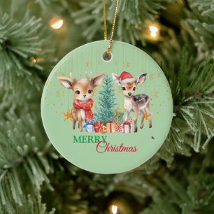 Red Green Rentier Santa Merry Weihnachtsfest Party Keramik Ornament